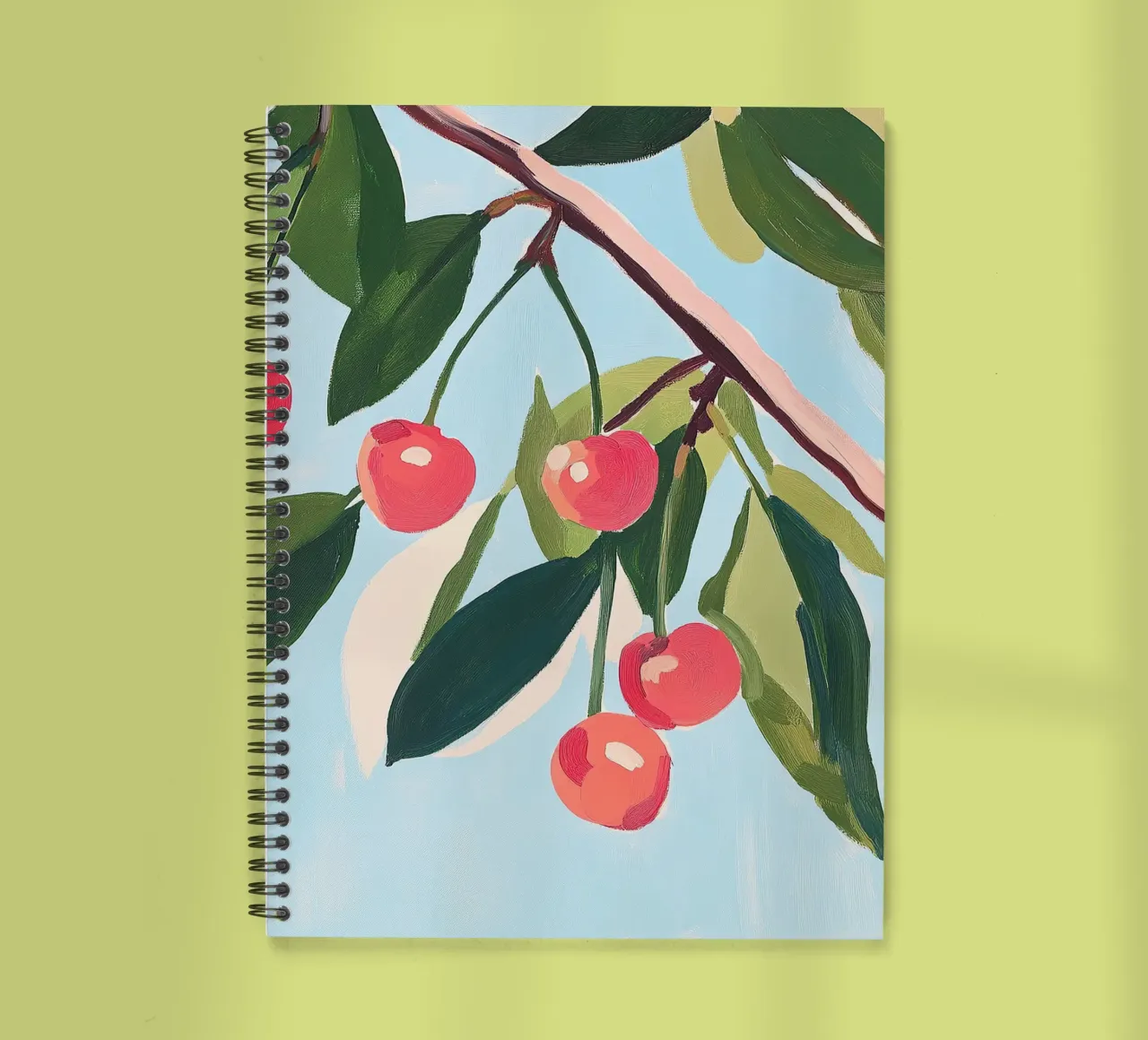 Cherries Summer Botanical Fruit Painting spiral notebook by Euphoria Theresa