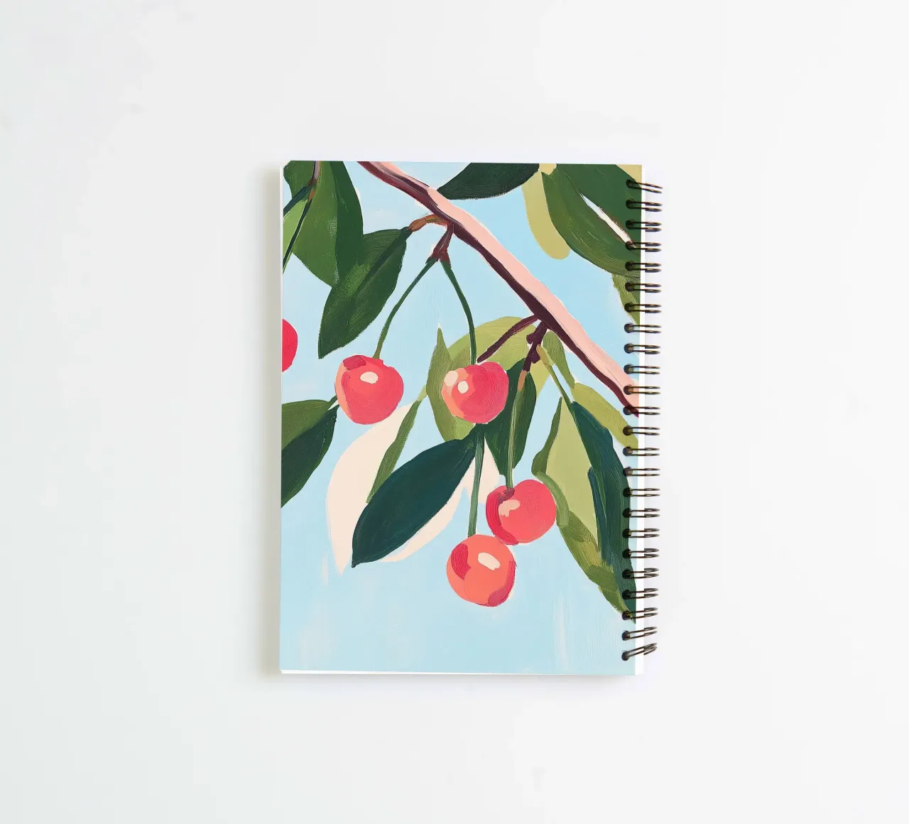 Cherries Summer Botanical Fruit Painting spiral notebook by Euphoria Theresa