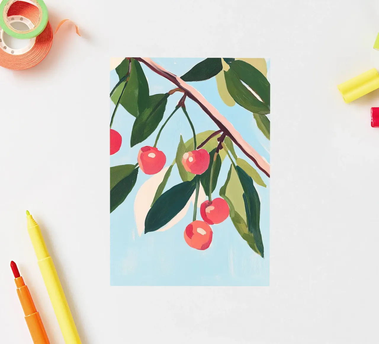 Cherries Summer Botanical Fruit Painting sticker by Euphoria Theresa