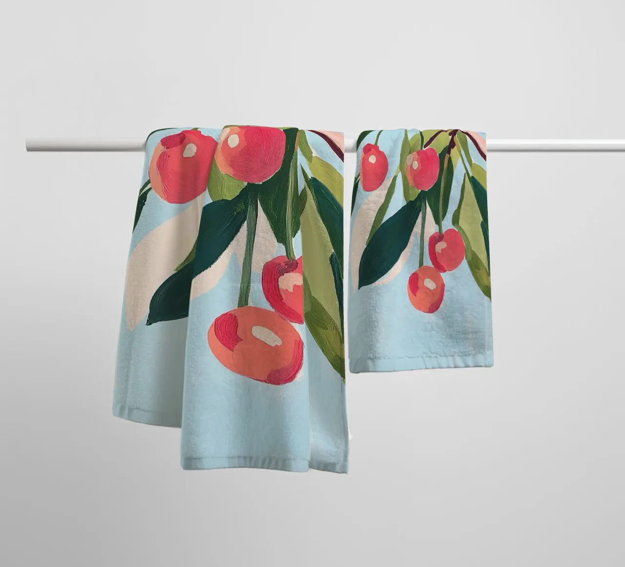 Kirschen Sommer Botanisch Obstmalerei Handtuch von Euphoria Theresa
