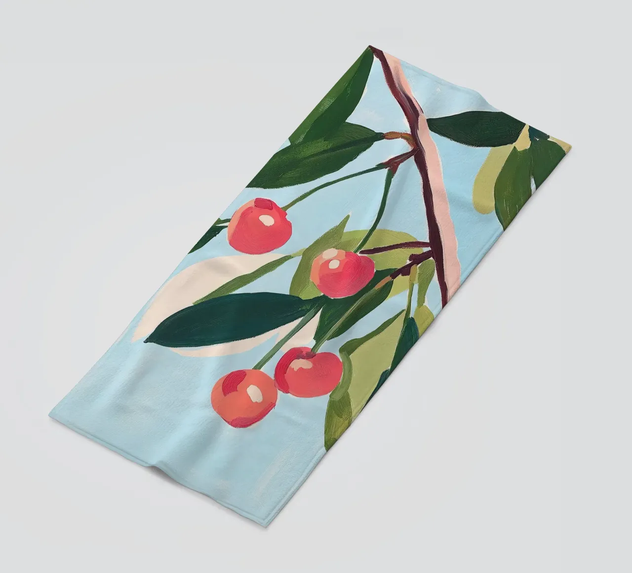 Cerezas Pintura Botánica Frutal de Verano toalla de playa de Euphoria Theresa