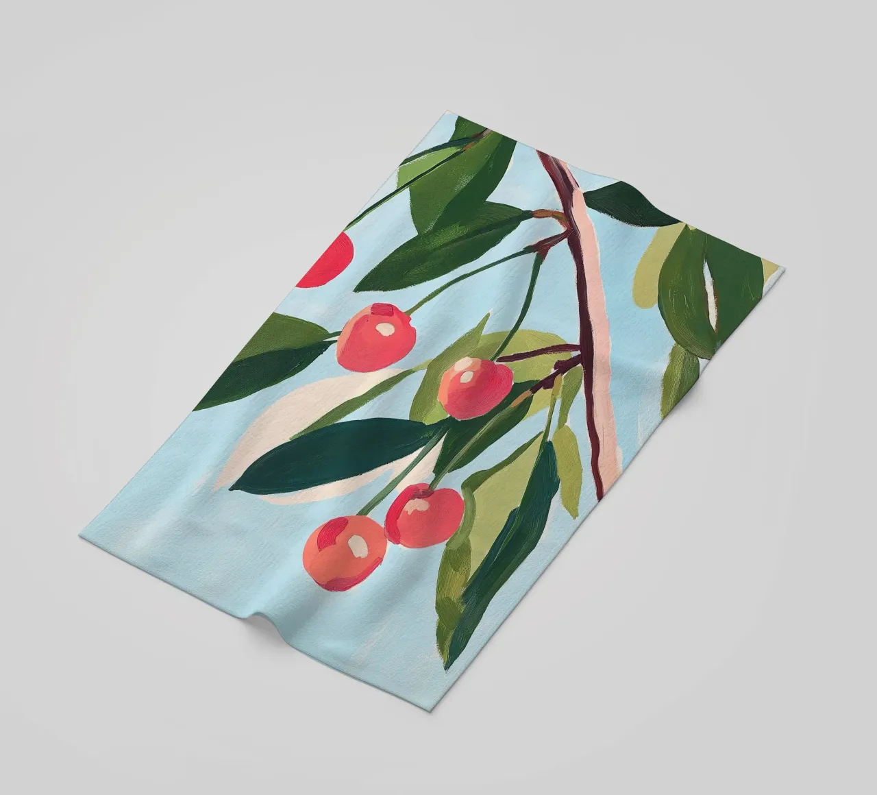 Cerezas Pintura Botánica Frutal de Verano toalla de playa de Euphoria Theresa