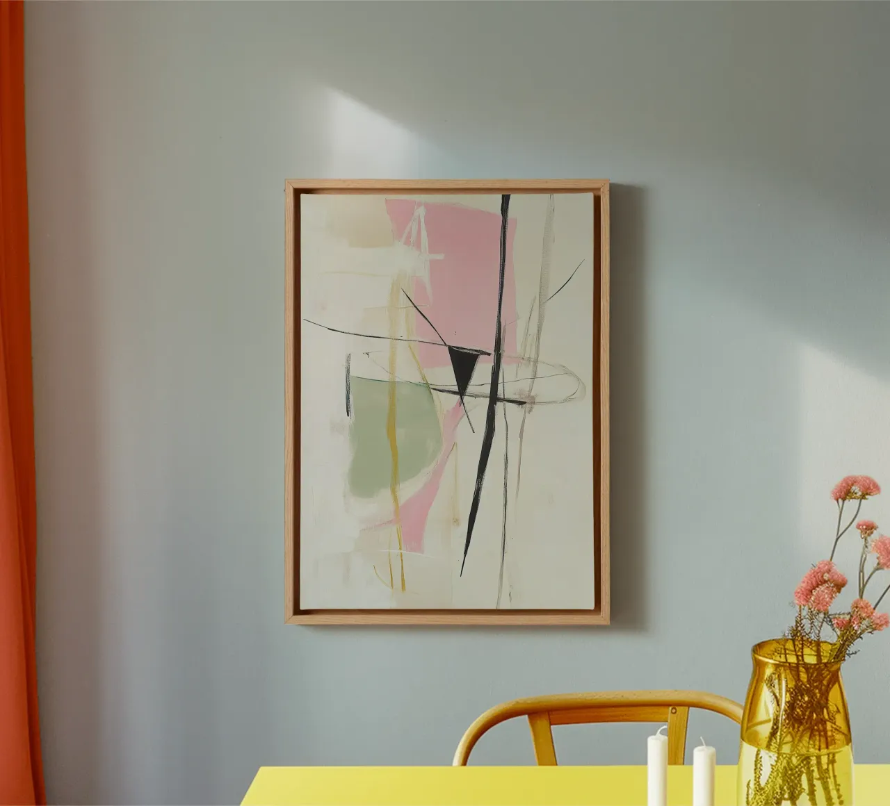 Minimal Eigentijds Pastel Abstract canvas met Baklijst van Euphoria Theresa