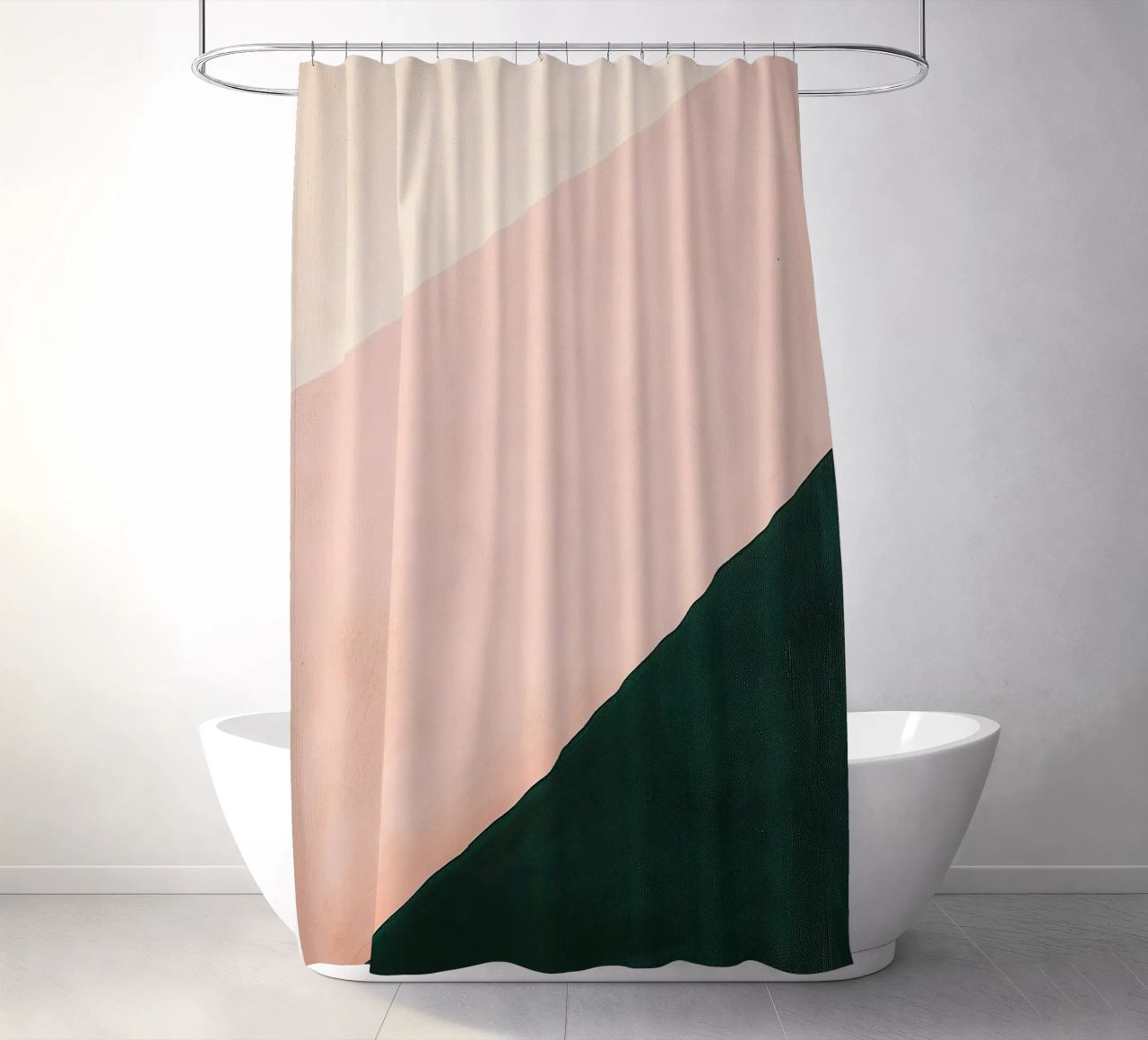 Japandi Minimalistisch Abstrakt Linien Geometrisch Rosa Duschvorhang von Euphoria Theresa
