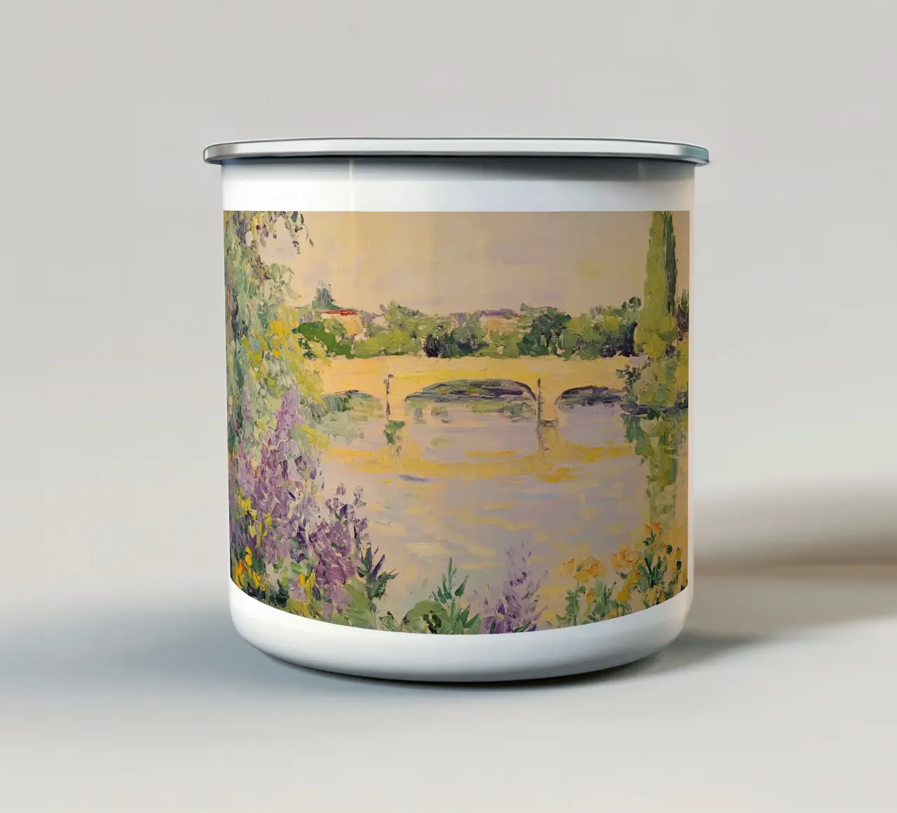 Impressionist Monet inspireert pastellandschap emaille mok van Euphoria Theresa