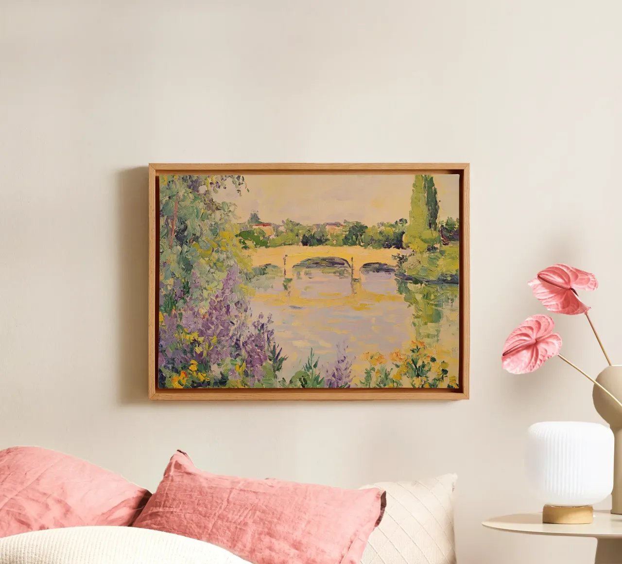 Impressionist Monet inspireert pastellandschap canvas met Baklijst van Euphoria Theresa