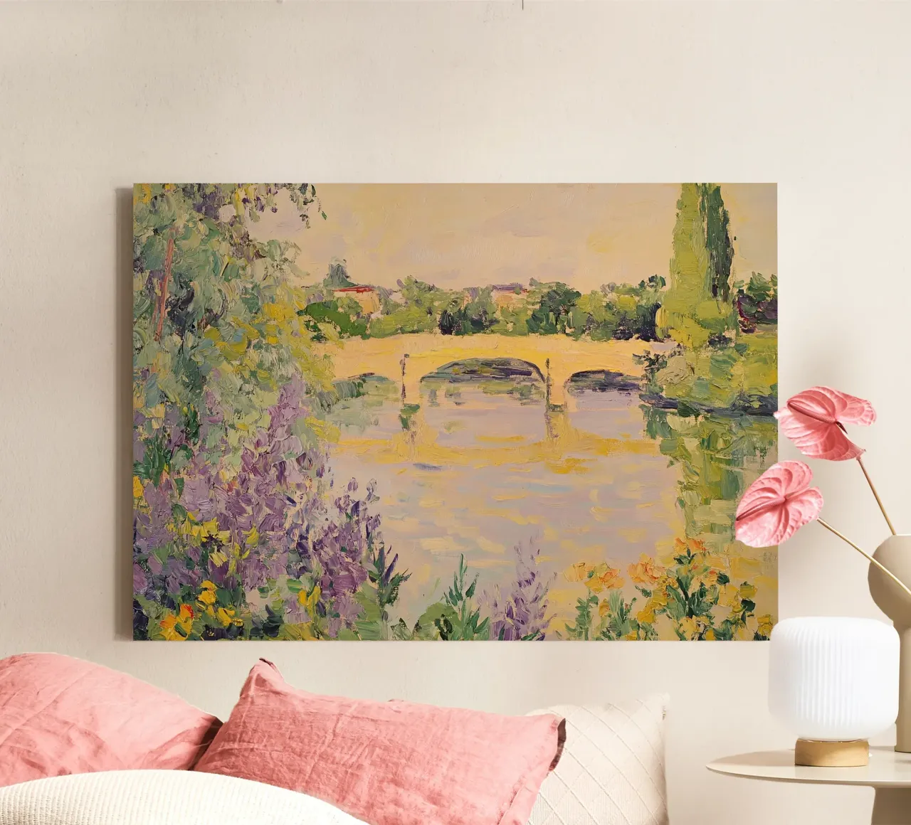 Impressionist Monet inspireert pastellandschap canvas met Baklijst van Euphoria Theresa