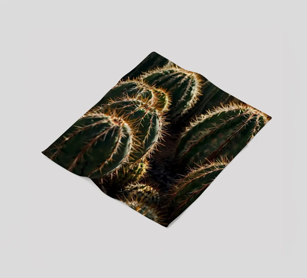 Close-up view of vibrant cacti with prominent spines fleece blanket by DesignDoodle