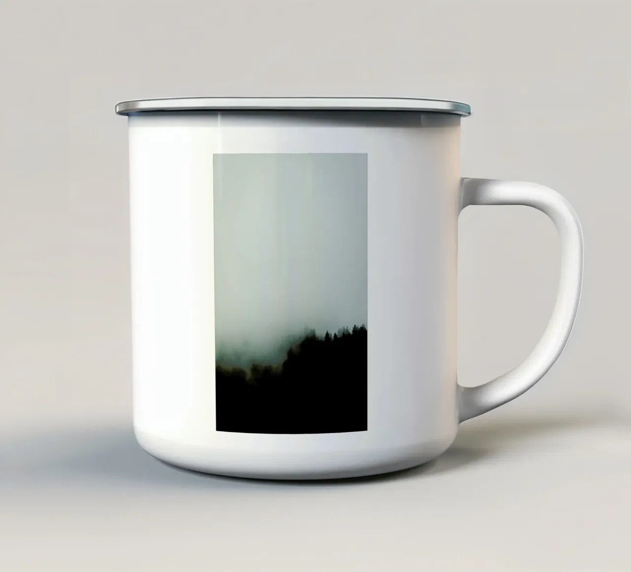 Julia's Forest in the Fog Emaille Tasse von Babett Schultze