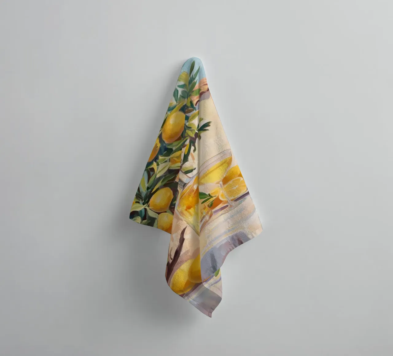 Lemon Tree with Limoncello Cocktail towel by Melloi Art Print