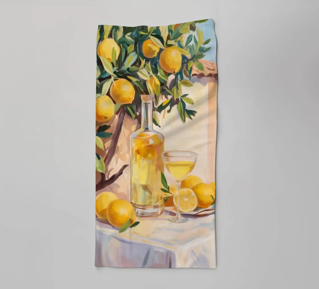 Lemon Tree with Limoncello Cocktail towel by Melloi Art Print