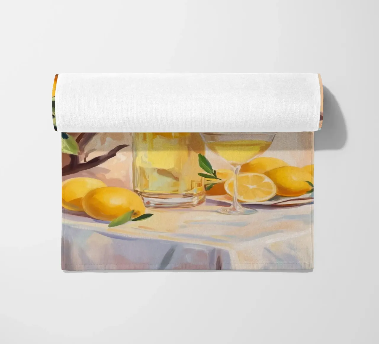 Lemon Tree with Limoncello Cocktail beach towel by Melloi Art Print