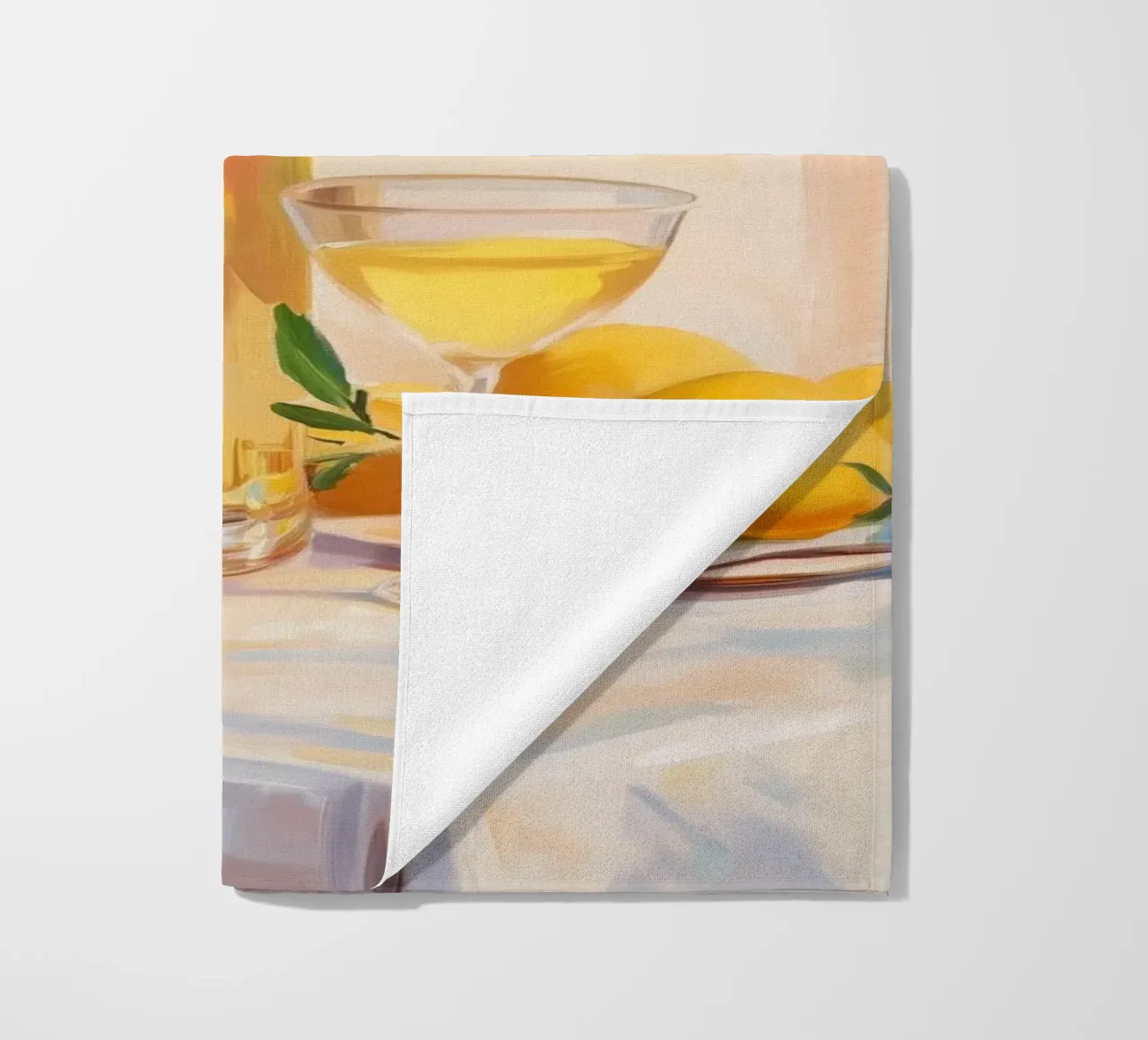 Lemon Tree with Limoncello Cocktail beach towel by Melloi Art Print