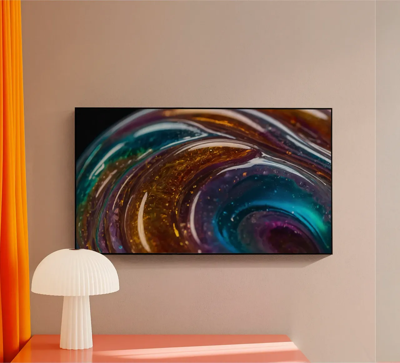 Colori e texture vorticosi in una vista ravvicinata di plexiglass da DesignDoodle