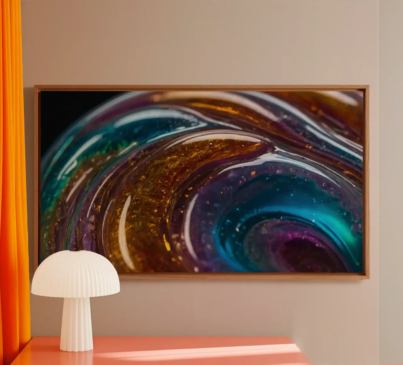 Swirling colors and textures in a close-up view of canvas by DesignDoodle