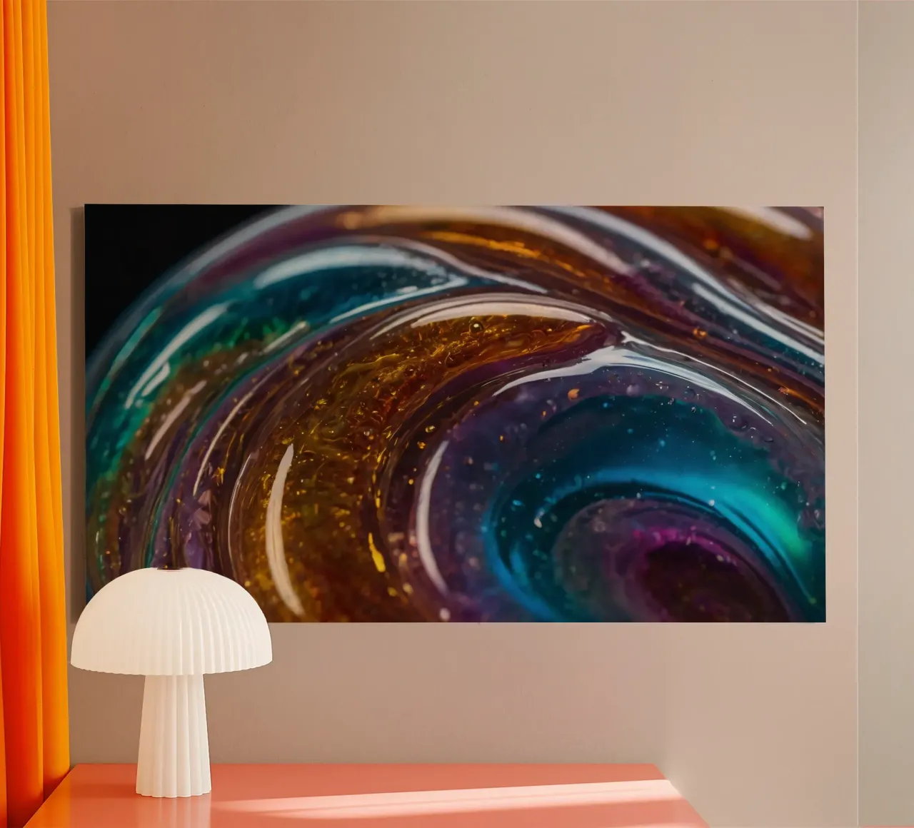 Swirling colors and textures in a close-up view of canvas by DesignDoodle