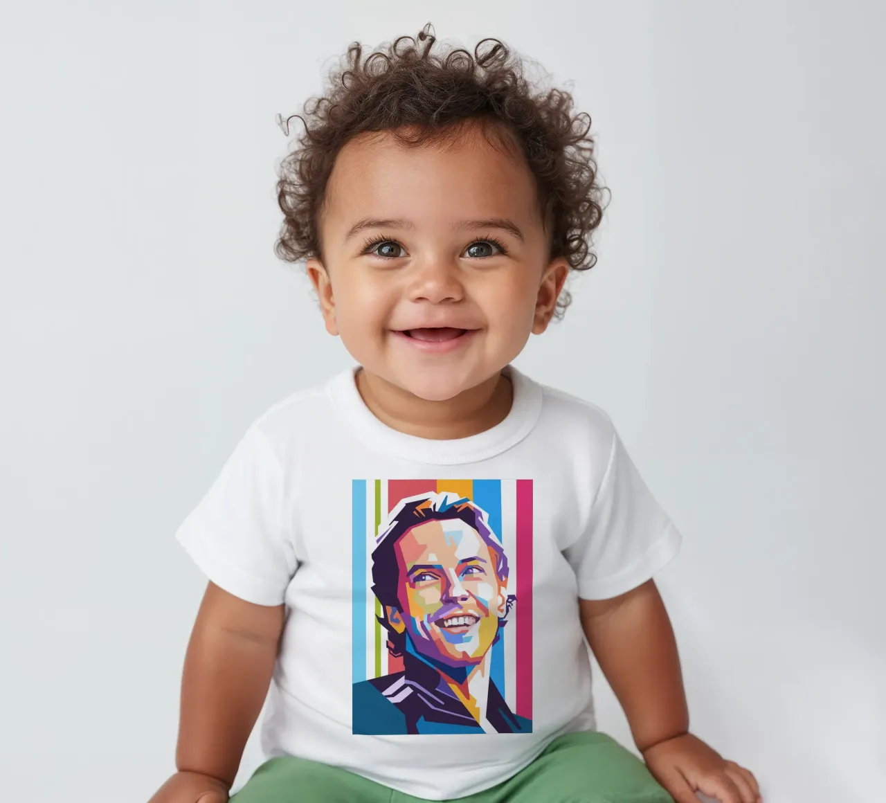 Chris Martin Coldplay pop art portrait baby t-shirt by Hantamrata