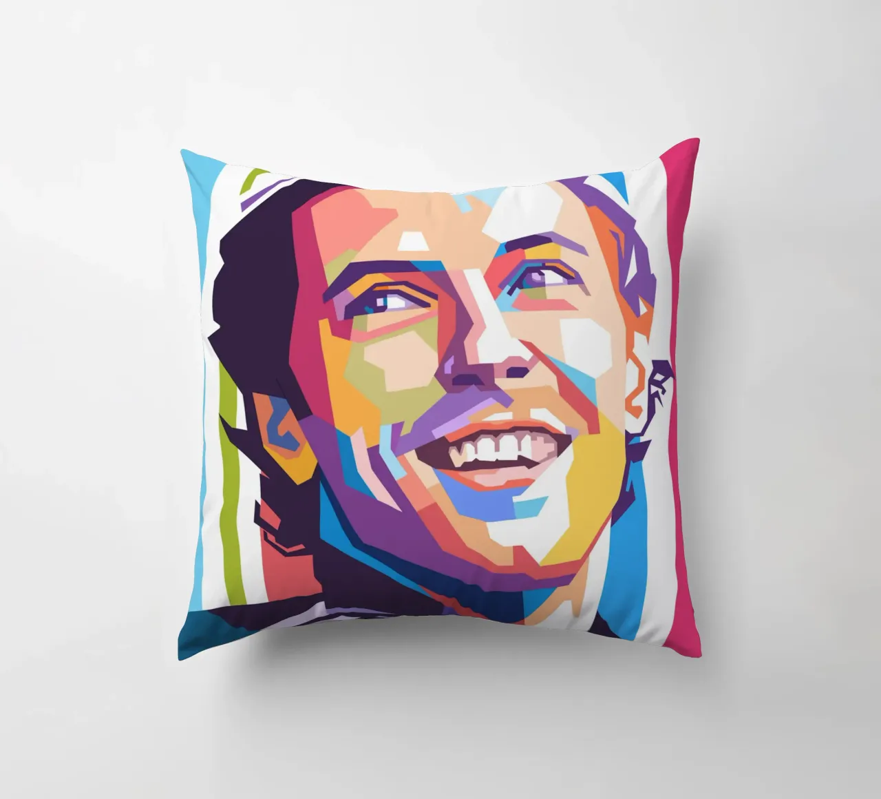 Ritratto pop art di Chris Martin dei Coldplay cuscino da Hantamrata
