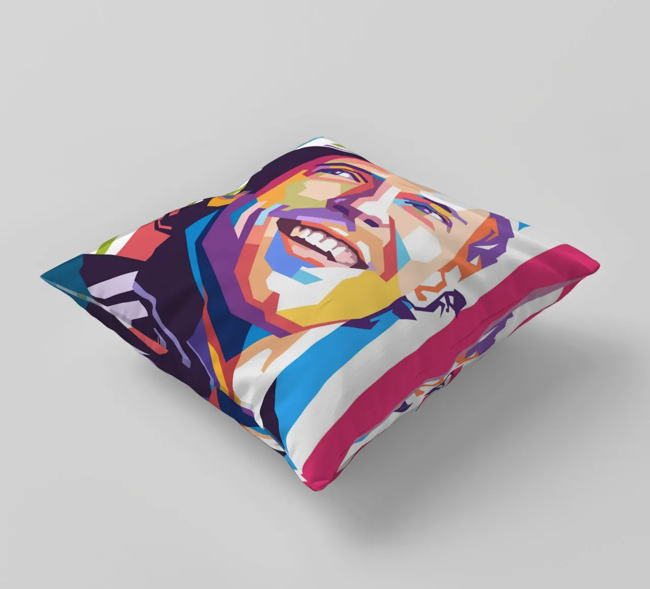 Ritratto pop art di Chris Martin dei Coldplay cuscino da Hantamrata