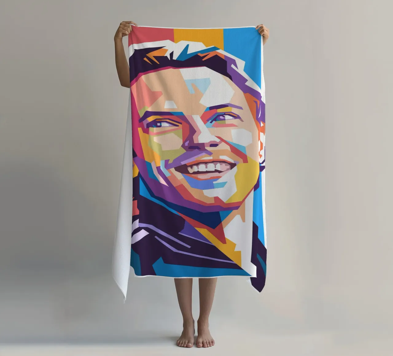 Ritratto pop art di Chris Martin dei Coldplay telo mare da Hantamrata