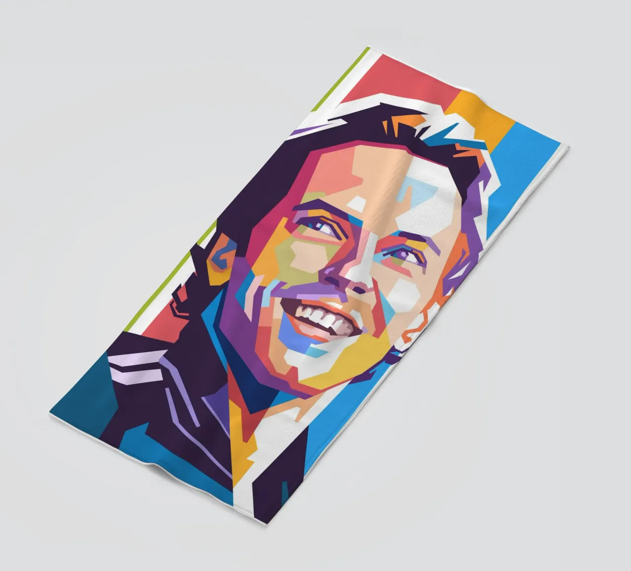Ritratto pop art di Chris Martin dei Coldplay telo mare da Hantamrata