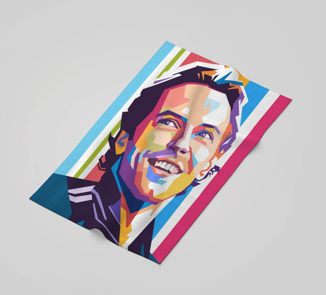 Ritratto pop art di Chris Martin dei Coldplay telo mare da Hantamrata
