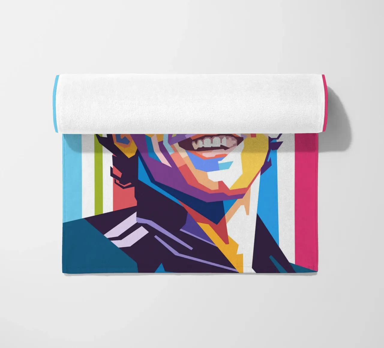 Ritratto pop art di Chris Martin dei Coldplay telo mare da Hantamrata