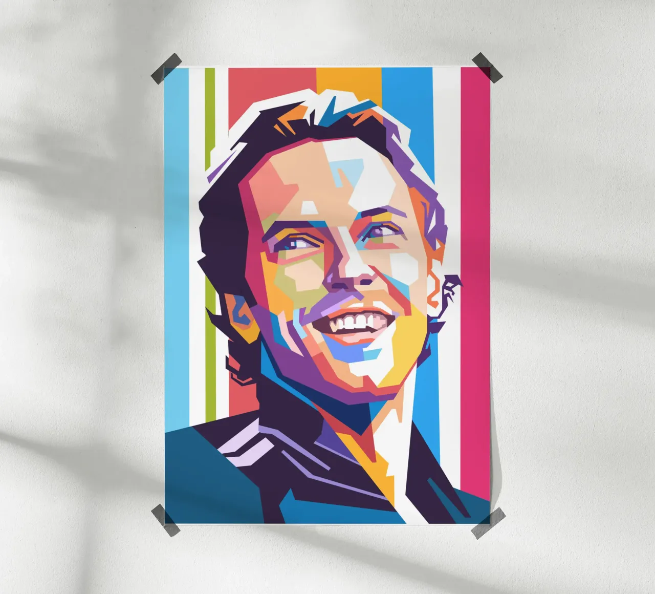 Ritratto pop art di Chris Martin dei Coldplay carta hahnemühle da Hantamrata
