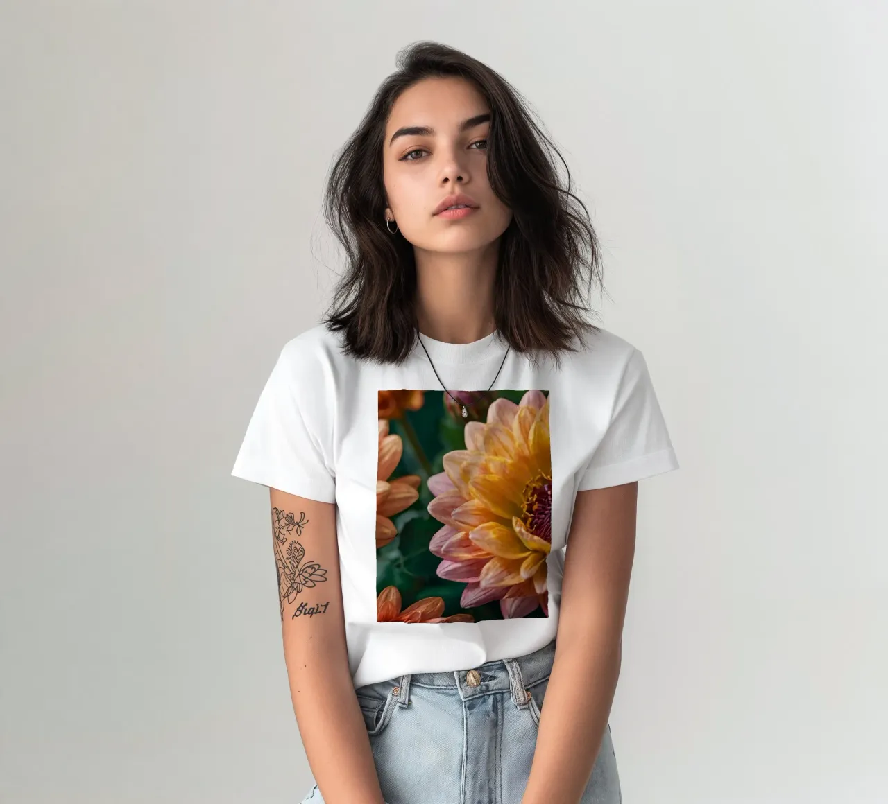 Beautiful blooming flowers in varying shades of peach t-shirt by DesignDoodle