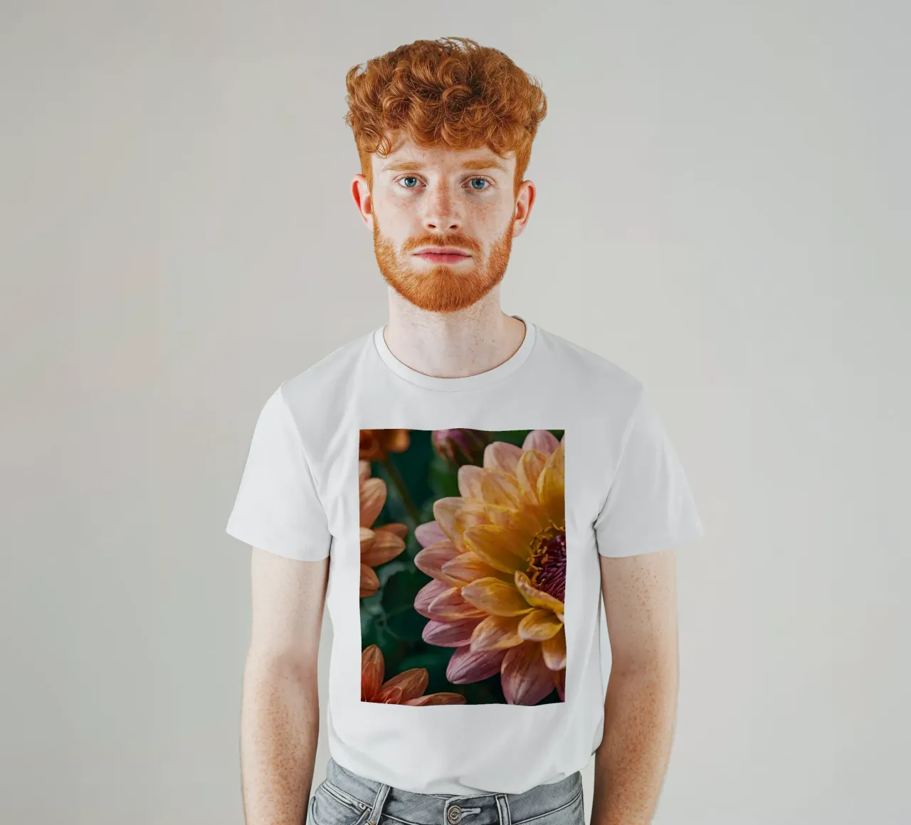 Beautiful blooming flowers in varying shades of peach t-shirt by DesignDoodle