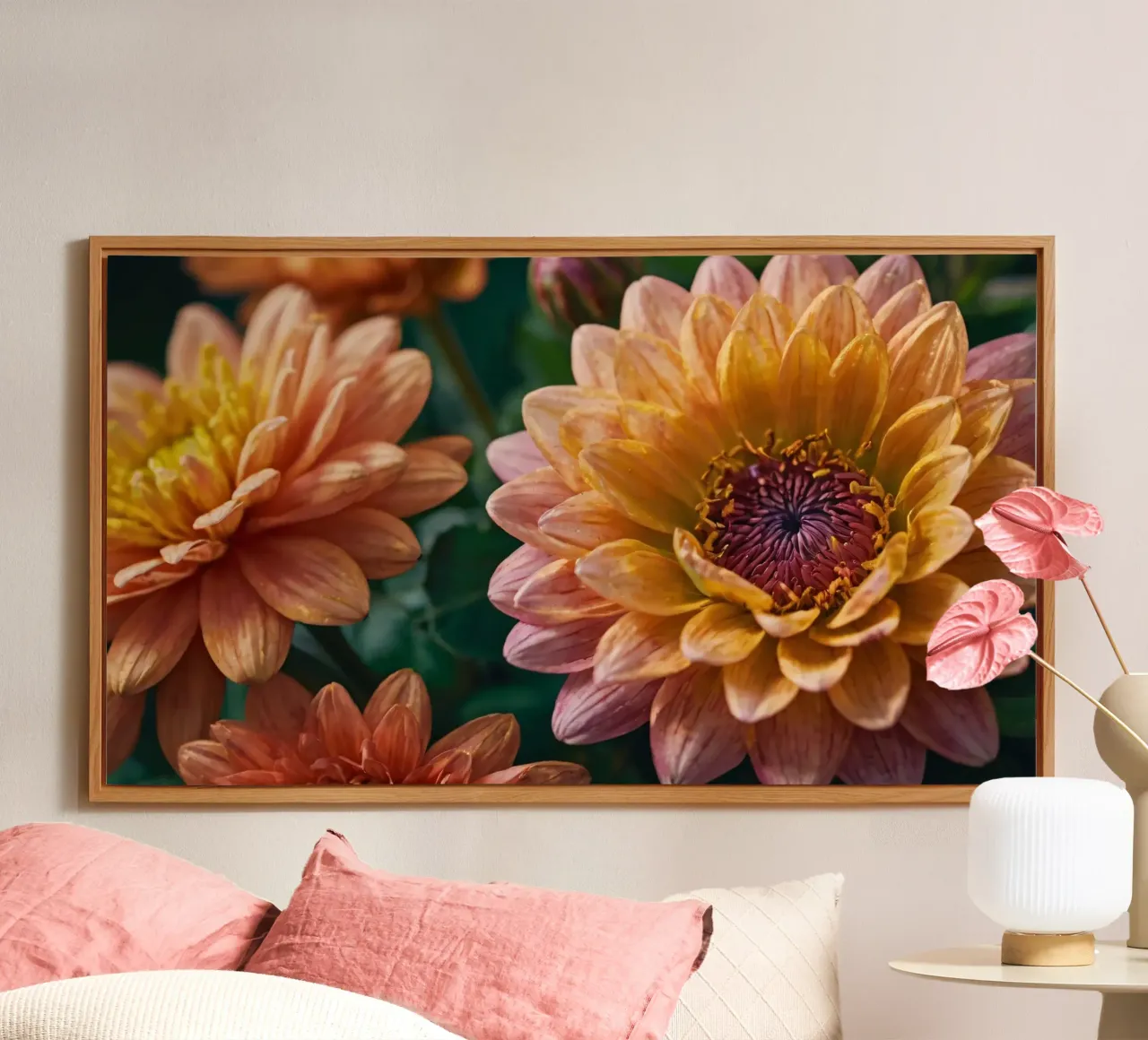 Splendidi fiori in varie tonalità di pesca alluminio dibond da DesignDoodle