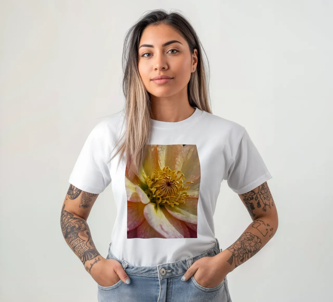 Vue rapprochée d'une fleur vibrante dans un jardin t-shirt de DesignDoodle