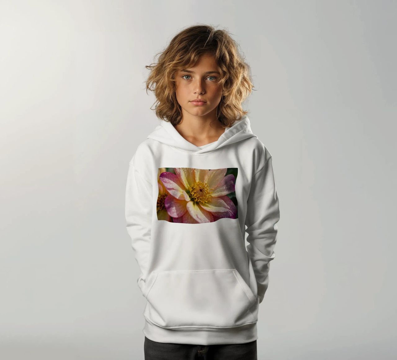 Vue rapprochée d'une fleur vibrante dans un jardin sweat à capuche enfant de DesignDoodle