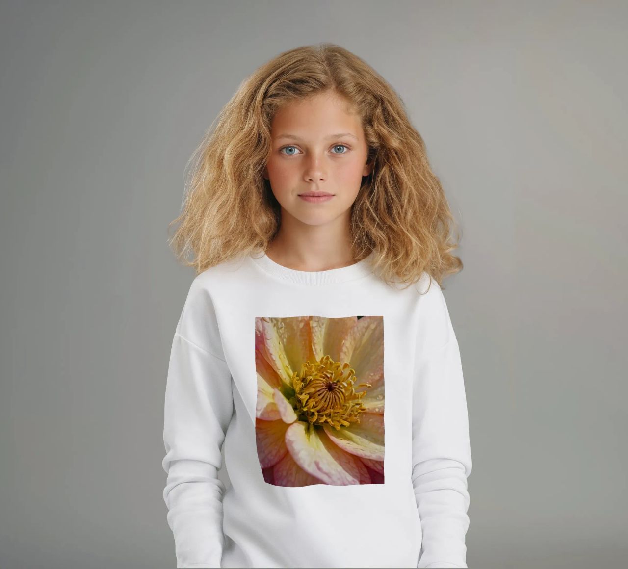 Vue rapprochée d'une fleur vibrante dans un jardin sweat enfant de DesignDoodle