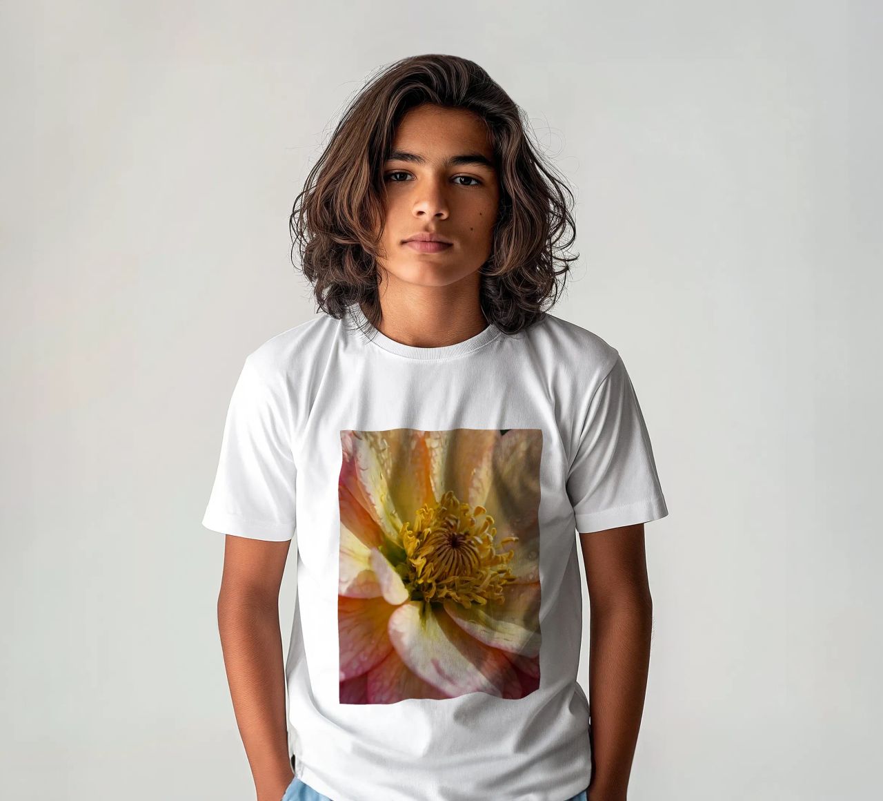 Vue rapprochée d'une fleur vibrante dans un jardin t-shirt enfant de DesignDoodle