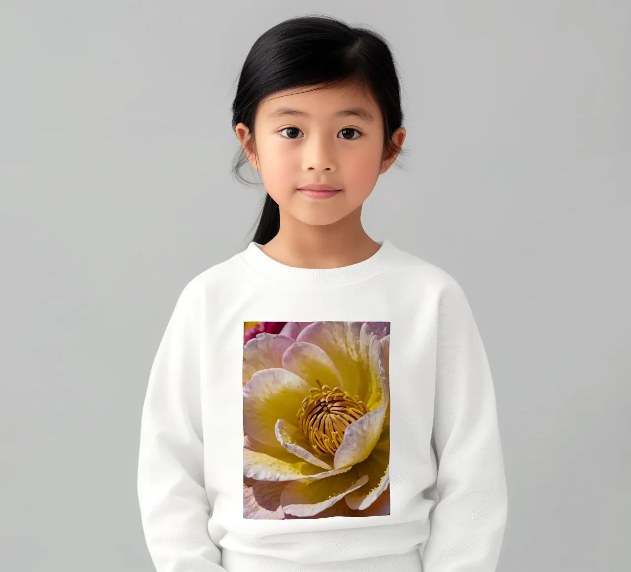 un vivace fiore di camelia giallo e rosa in fiore felpa bambino da DesignDoodle
