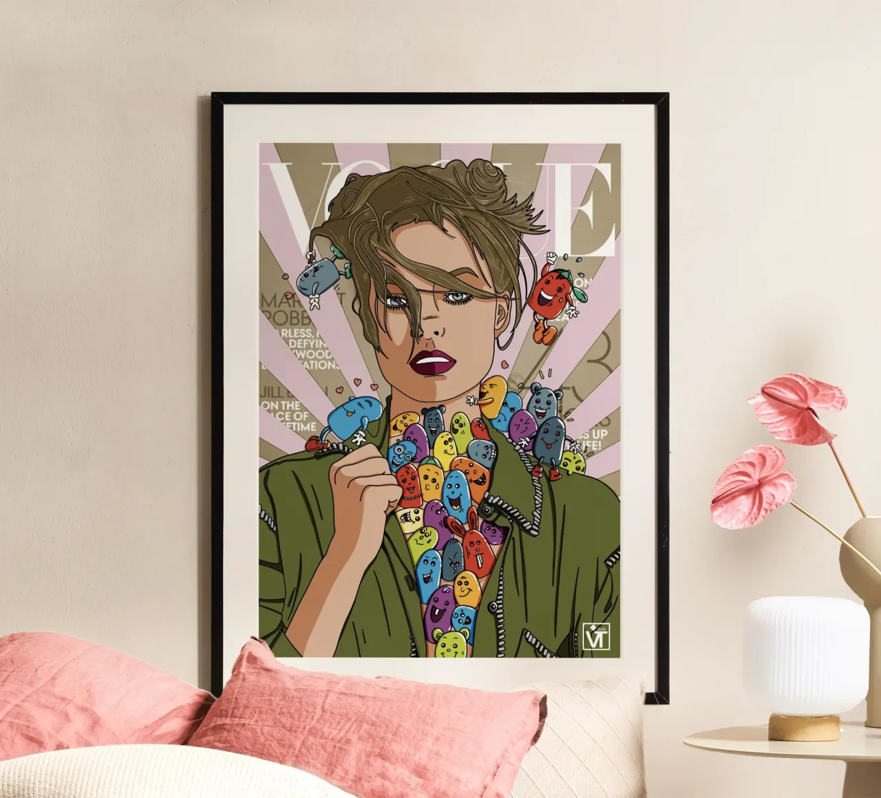 Margot recover poster with wooden frame by Rosita Pepita