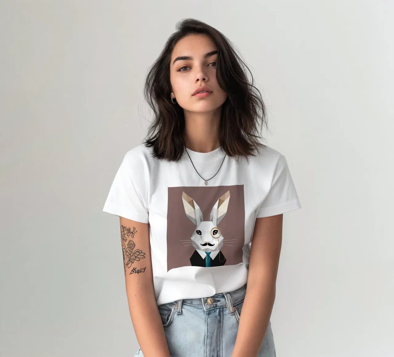 Elegant Easter bunny with monocle & moustache t-shirt by namosh