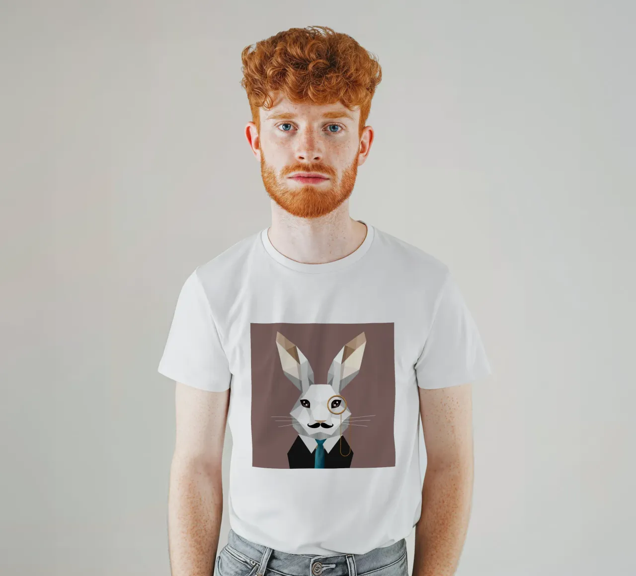 Elegant Easter bunny with monocle & moustache t-shirt by namosh