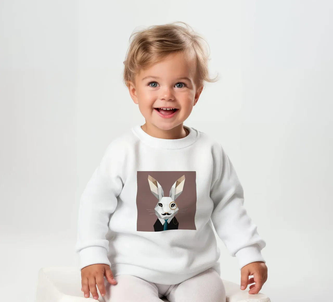 Elegante coniglietto di Pasqua con monocolo e baffi felpa neonato da namosh