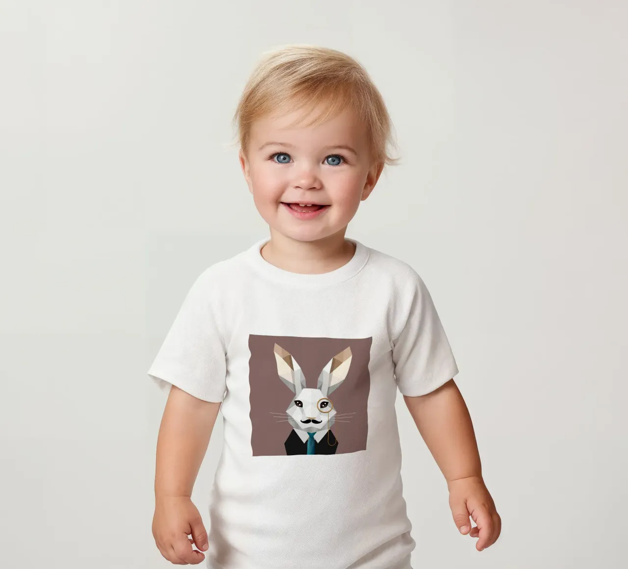 Elegante coniglietto di Pasqua con monocolo e baffi maglietta neonato da namosh
