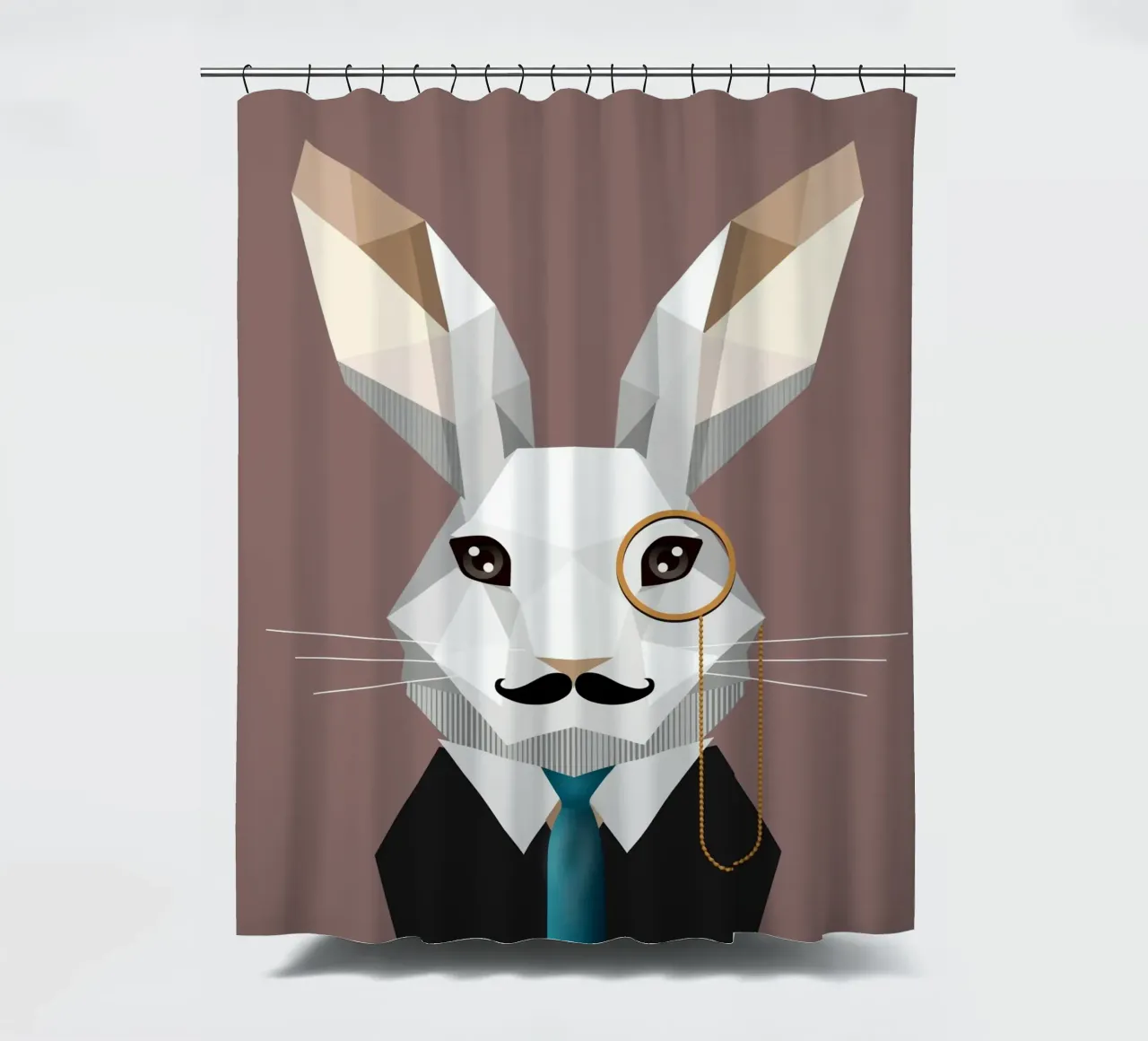 Elegante coniglietto di Pasqua con monocolo e baffi tenda da doccia da namosh
