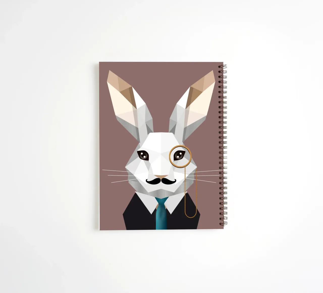 Elegant Easter bunny with monocle & moustache spiral notebook by namosh