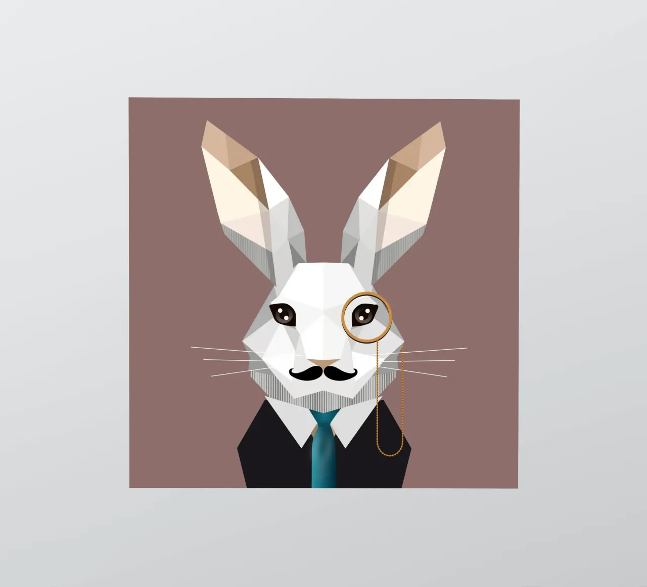 Elegante coniglietto di Pasqua con monocolo e baffi adesivo da namosh