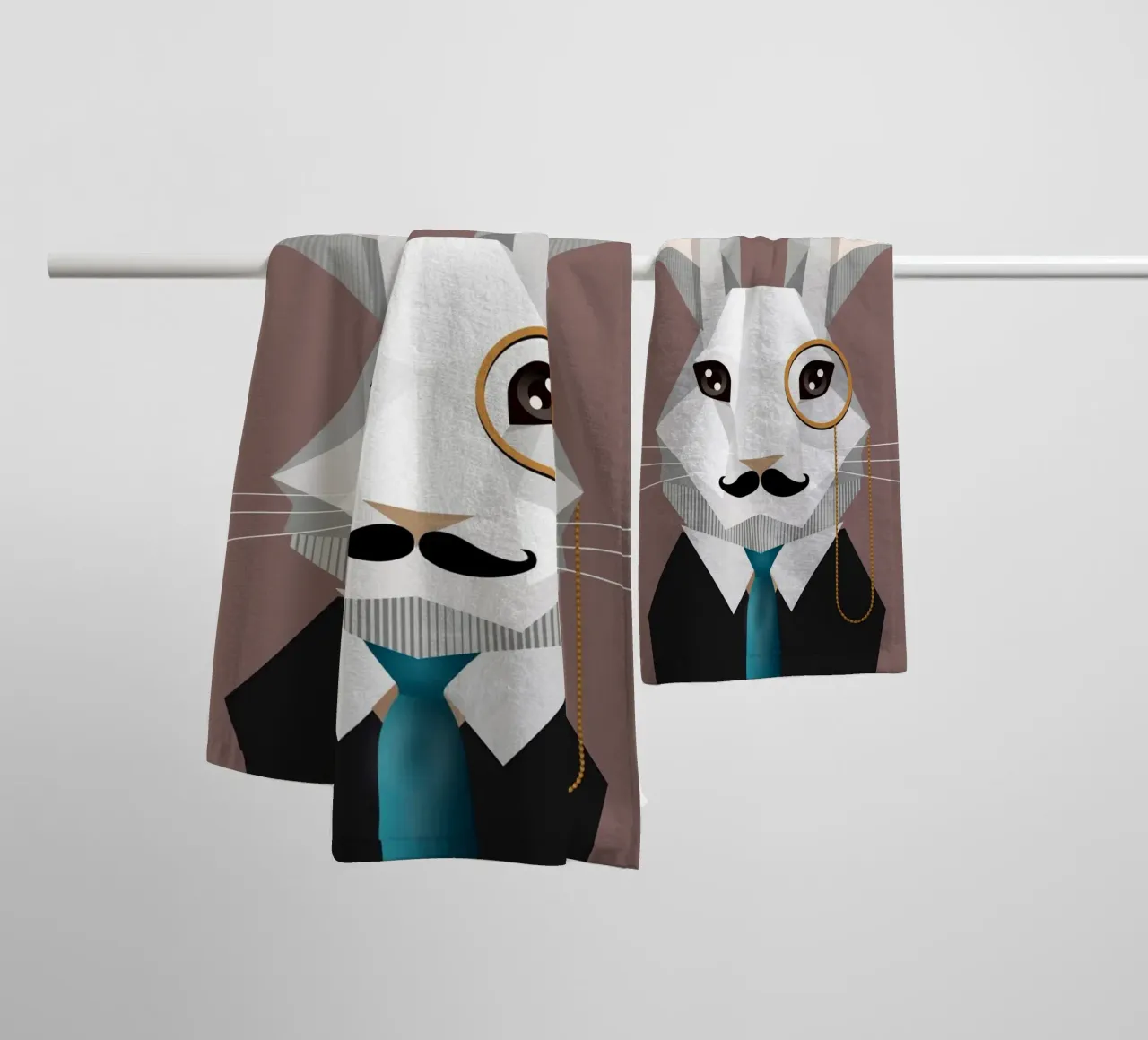 Elegante coniglietto di Pasqua con monocolo e baffi asciugamano da bagno da namosh