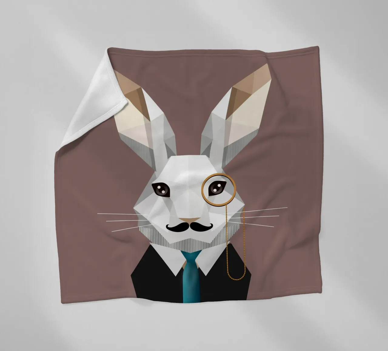 Elegante coniglietto di Pasqua con monocolo e baffi coperta in pile da namosh
