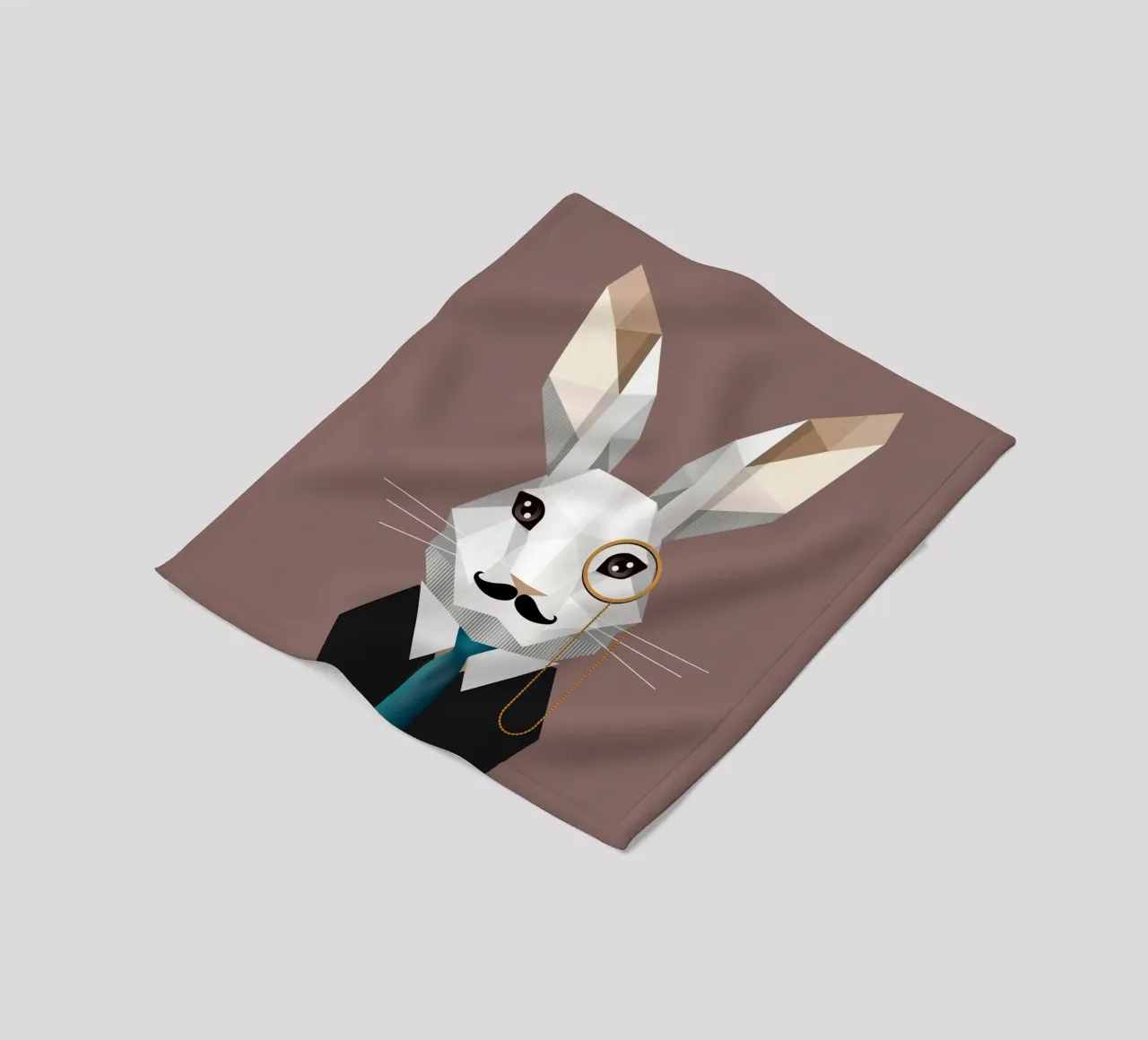 Elegante coniglietto di Pasqua con monocolo e baffi coperta in pile da namosh