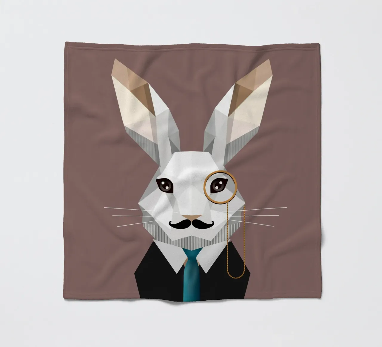 Elegante coniglietto di Pasqua con monocolo e baffi coperta in pile da namosh