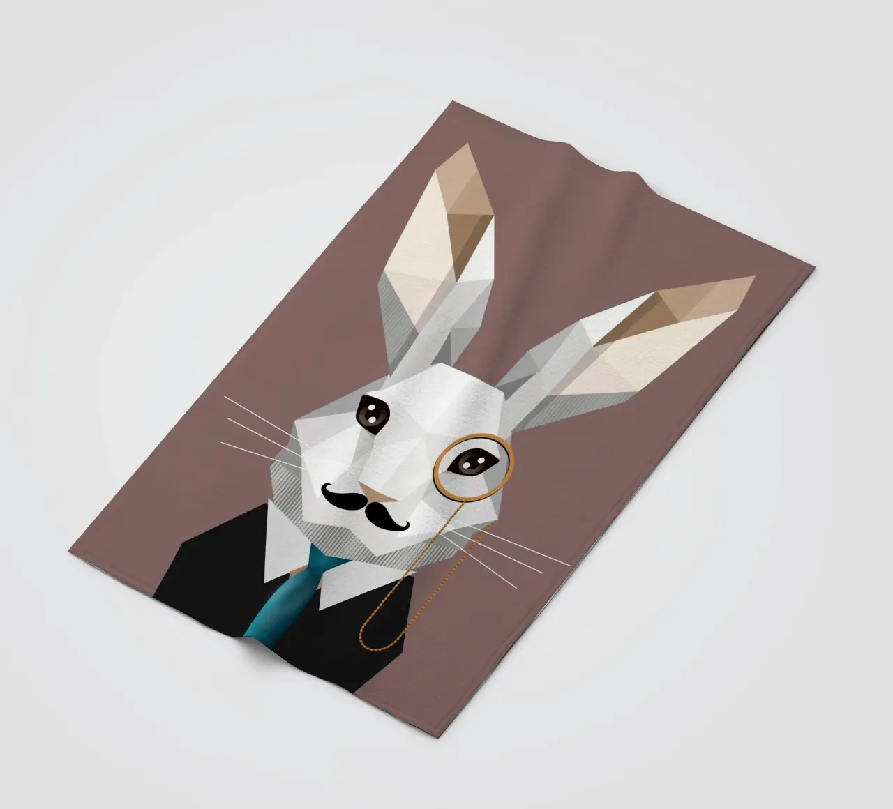 Elegante coniglietto di Pasqua con monocolo e baffi coperta in pile da namosh