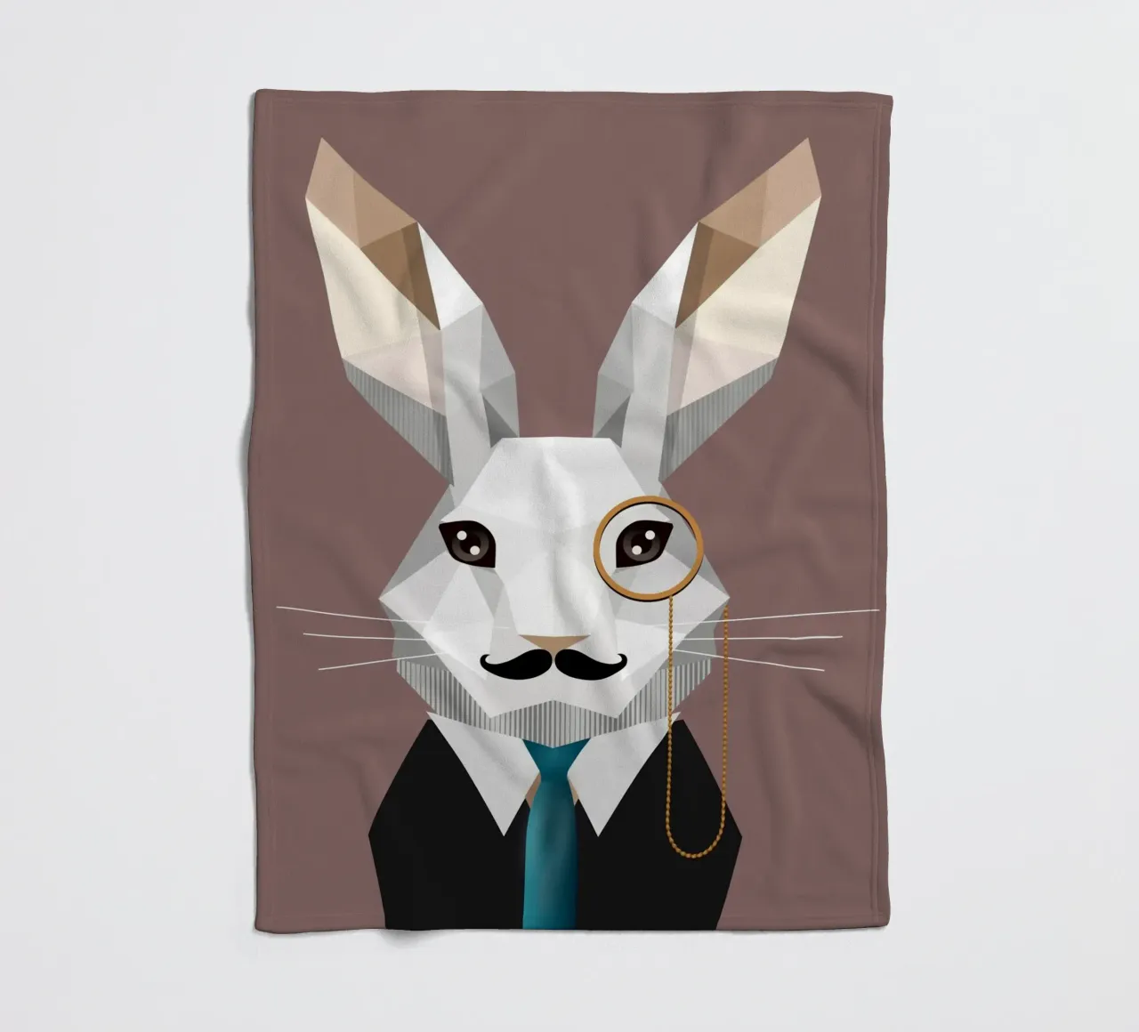 Elegante coniglietto di Pasqua con monocolo e baffi coperta in pile da namosh